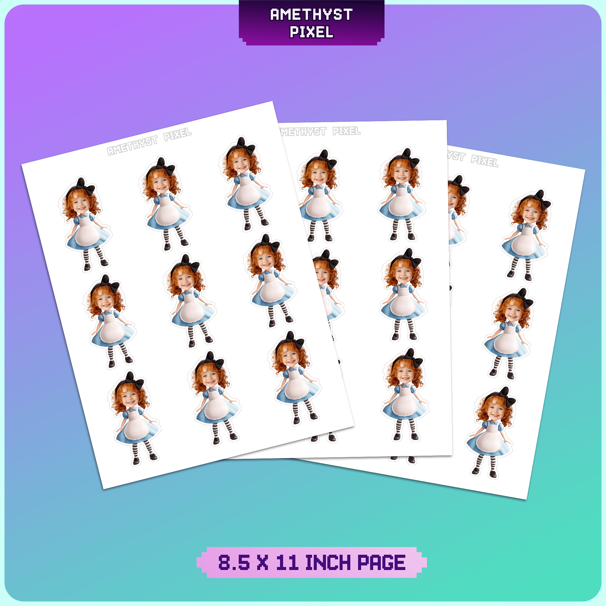 Alice in Wonderland Custom Face Cupcake Toppers
