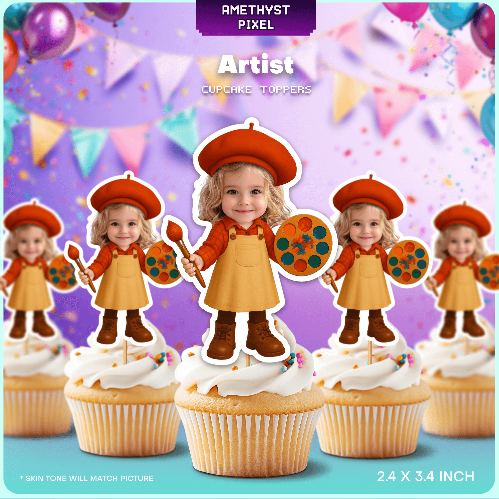 Artist Custom Face Cupcake Toppers