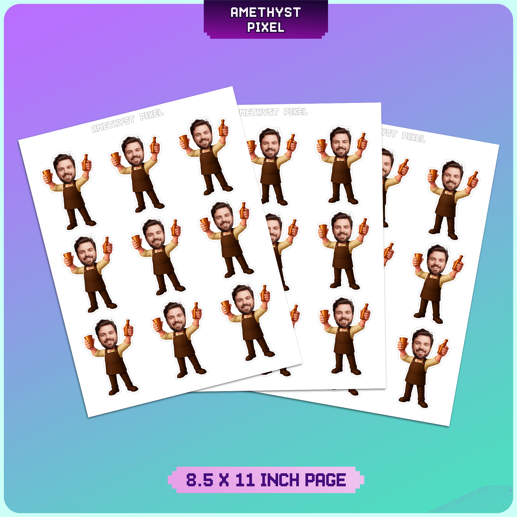 Bartender Custom Face Cupcake Toppers