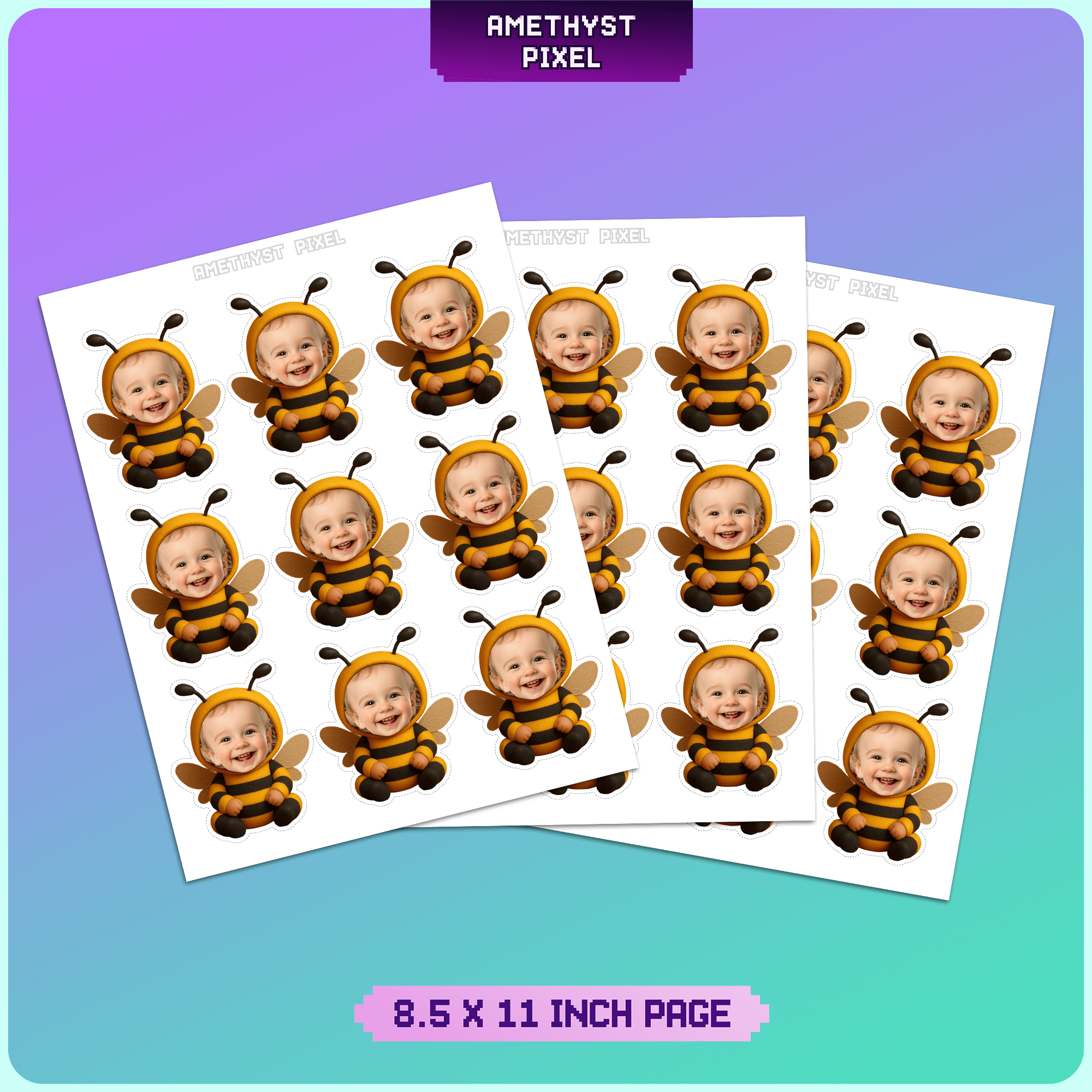 Bee Custom Face Cupcake Toppers