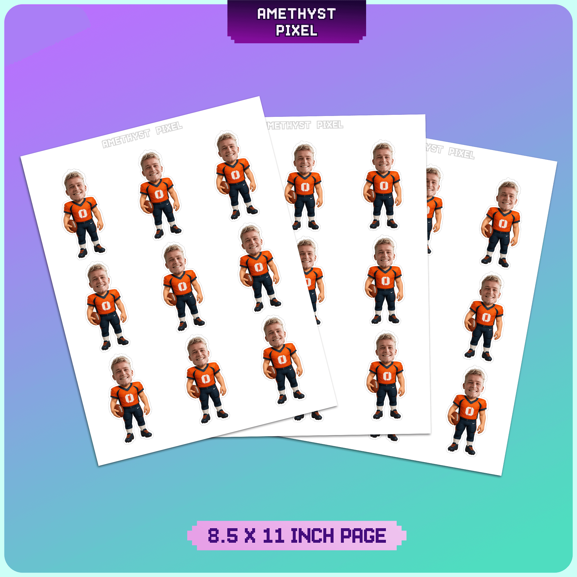Football Cupcake Toppers: Denver Team Theme (Personalized