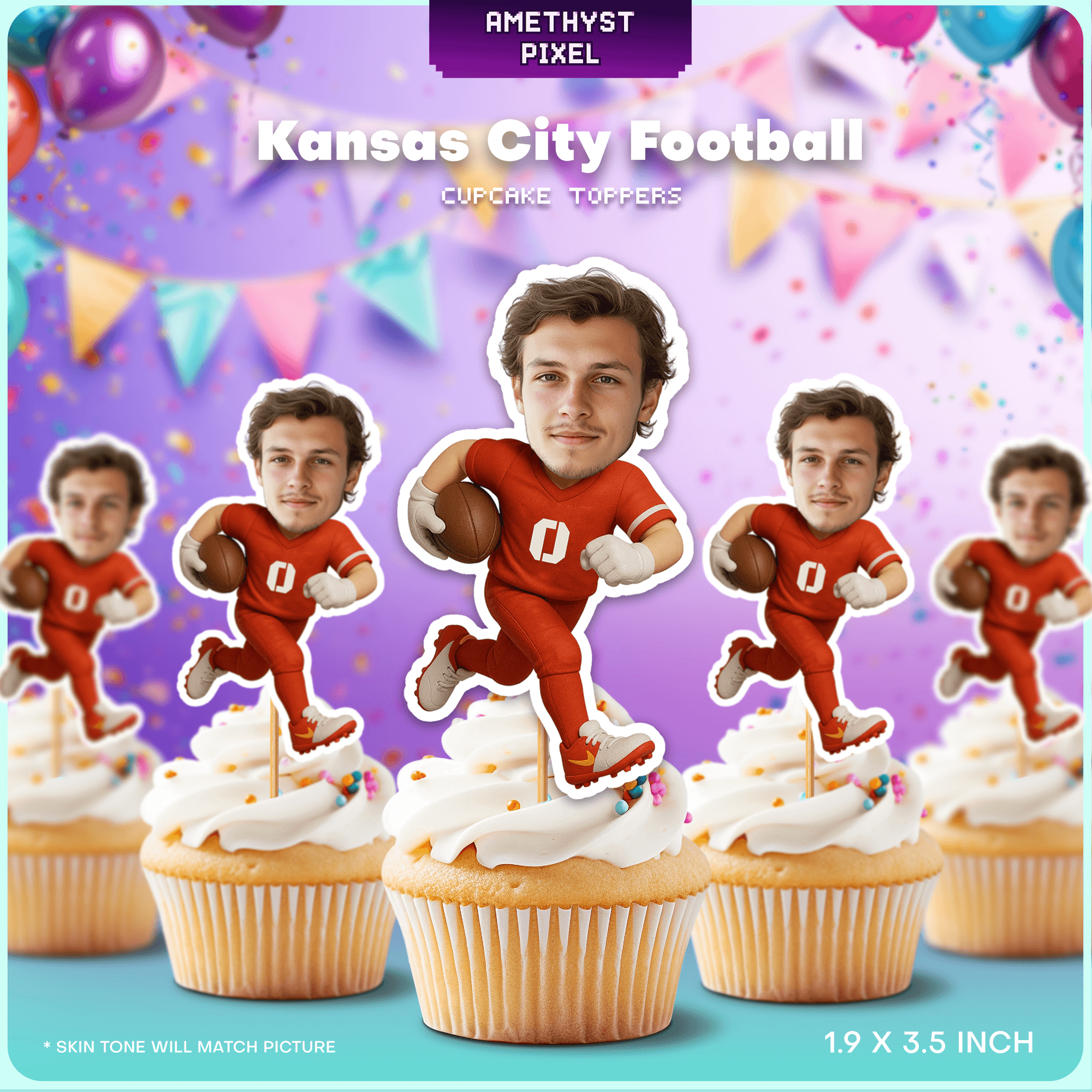 Football Cupcake Toppers: Kansas City Style (Customizable)