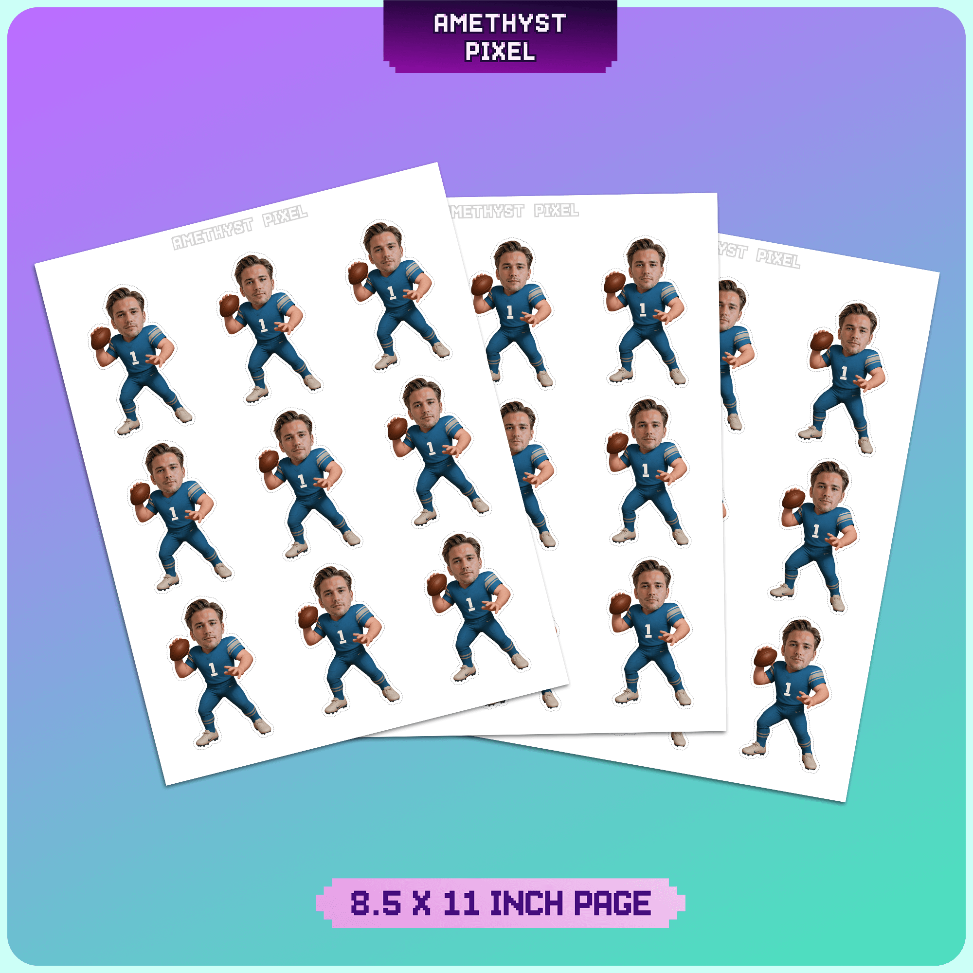 Detroit Football Cupcake Toppers: Custom Faces - Party Decorations