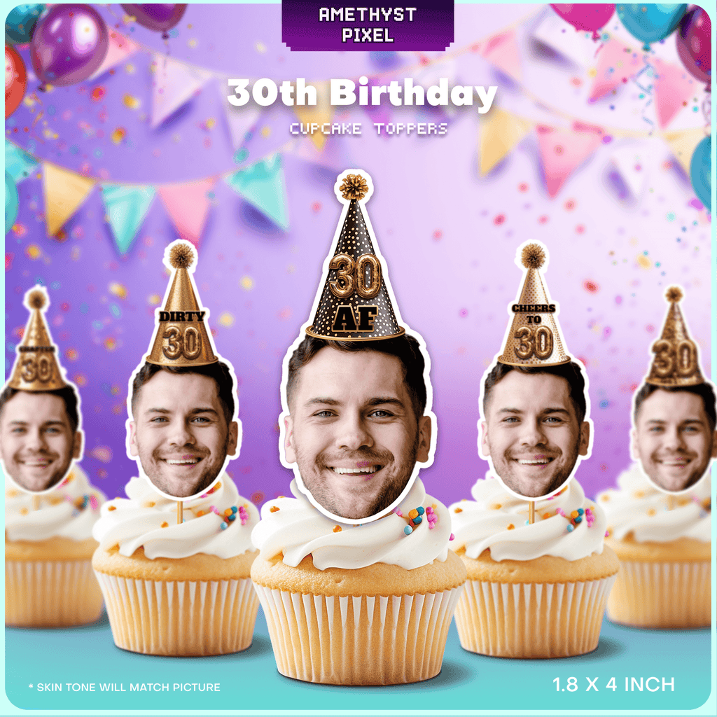 30th Birthday Custom Face Cupcake Topper
