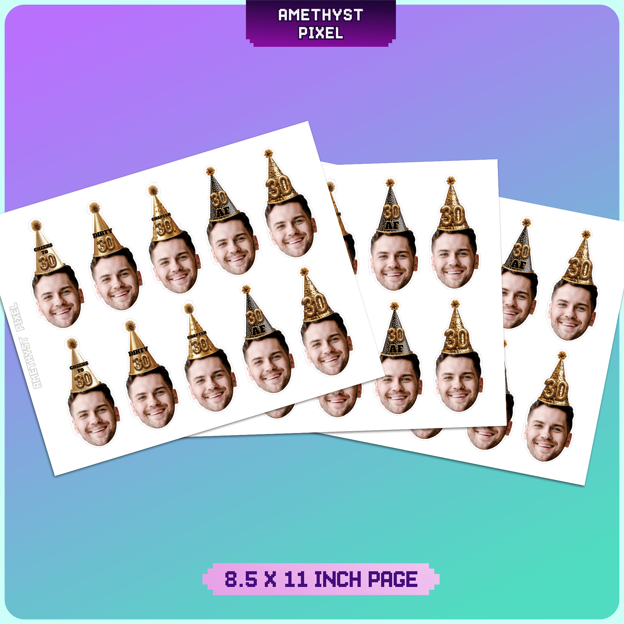 30th Birthday Custom Face Cupcake Topper