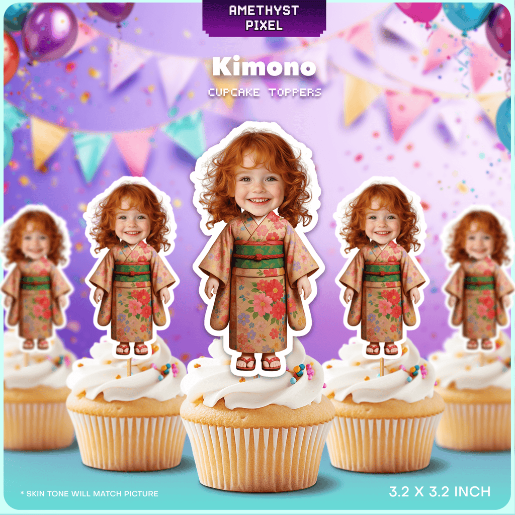 Adorable Kimono Cupcake Toppers