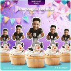 Custom Face Las Vegas Football Cupcake Toppers for Parties