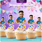Custom Face Los Angeles Football Cupcake Toppers