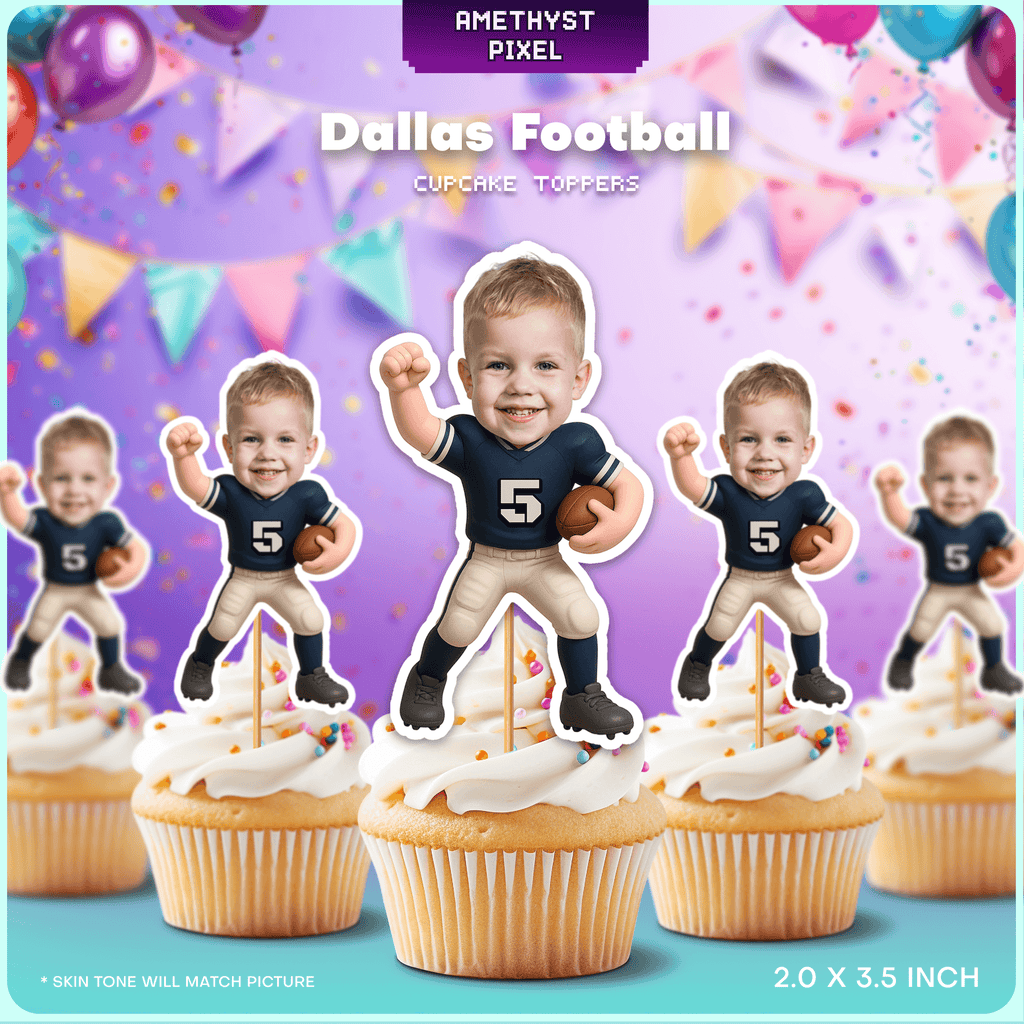 Dallas Football Cupcake Toppers - Personalized for Game Day