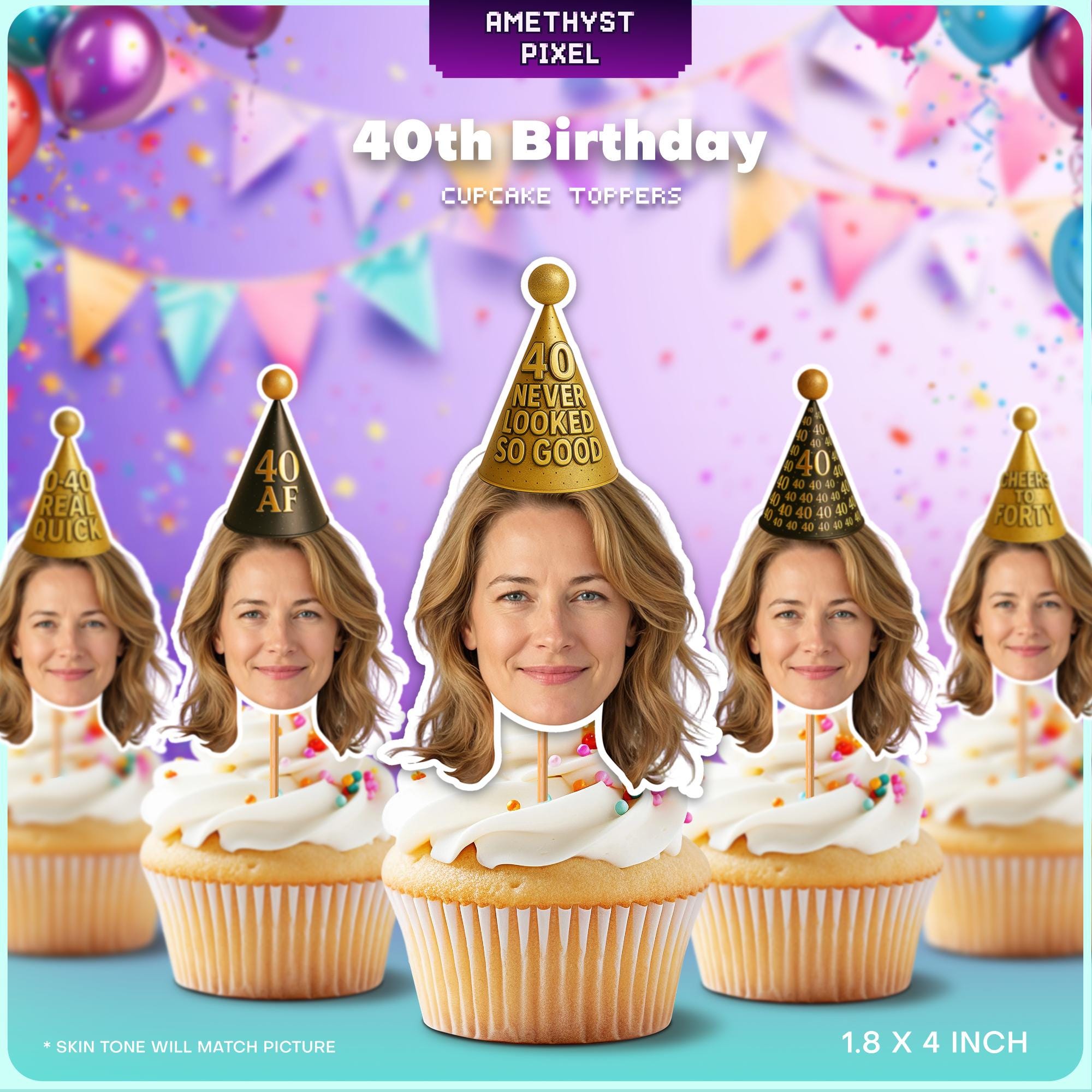 40th Birthday Cupcake Toppers